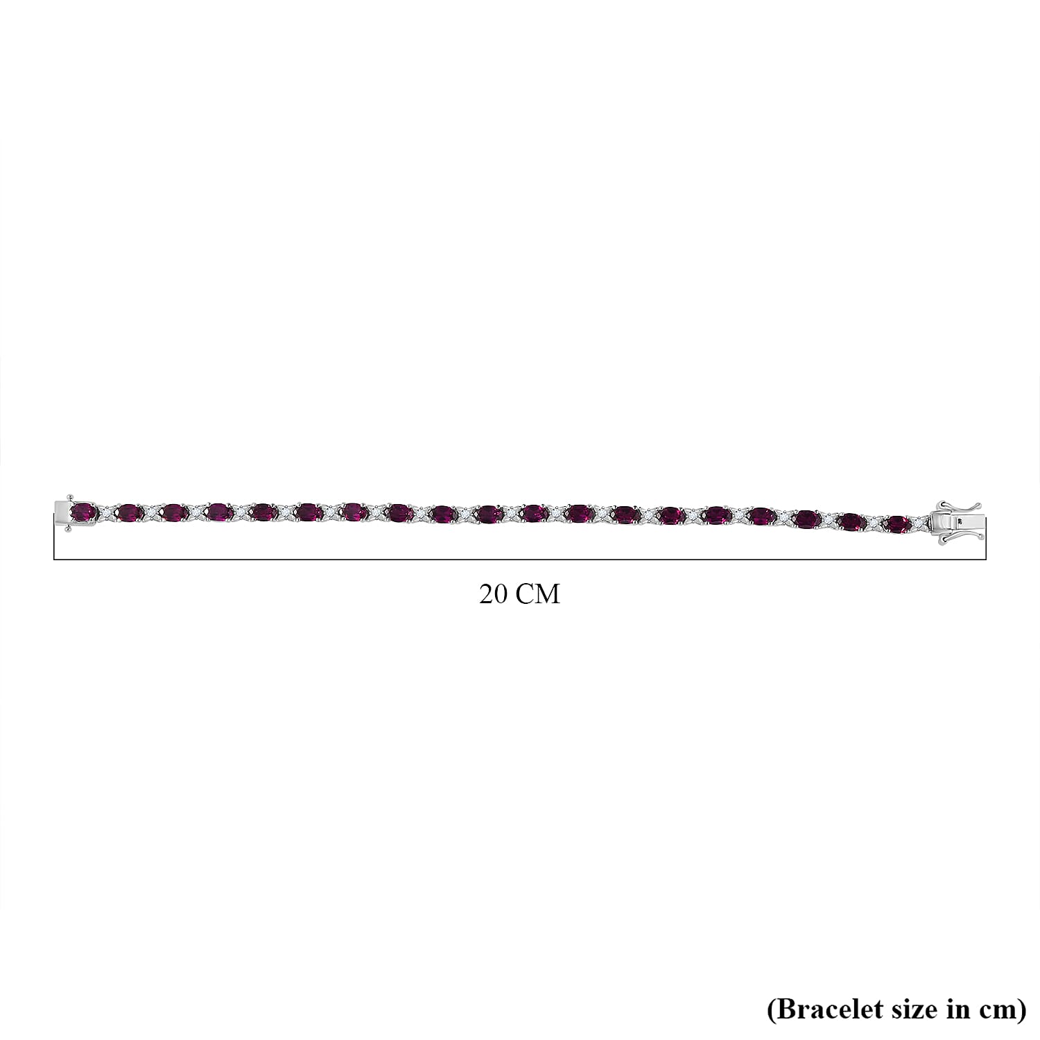 Natural Ember Garnet &amp; Natural Zircon Tennis Bracelet (Size - 7.5) in Rhodium Overlay Sterling Silver 12.35 ct, 7845861 5