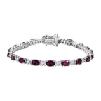 Natural Ember Garnet & Natural Zircon Tennis Bracelet (Size - 7) in Rhodium Overlay Sterling Silver 12.35 ct