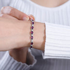 Natural Ember Garnet & Natural Zircon Tennis Bracelet (Size - 7) in Rhodium Overlay Sterling Silver 12.35 ct
