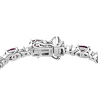 Natural Ember Garnet & Natural Zircon Tennis Bracelet (Size - 7) in Rhodium Overlay Sterling Silver 12.35 ct