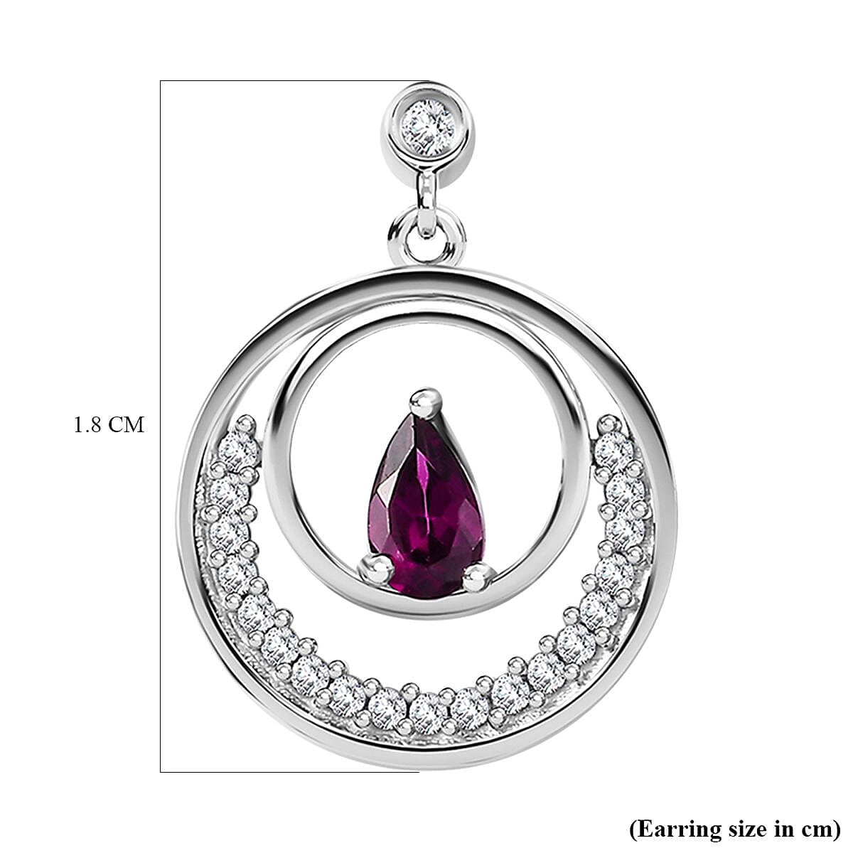 Tony Diniz Collection - Natural Ember Garnet, White Zircon Dangling Earrings in Rhodium Overlay Sterling Silver 7814582 6