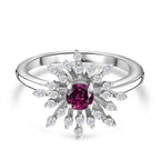 Tony Diniz Collection - Natural Ember Garnet, Natural White Zircon  Fancy Ring in Rhodium Overlay Sterling Silver