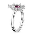 Tony Diniz Collection - Natural Ember Garnet, Natural White Zircon  Fancy Ring in Rhodium Overlay Sterling Silver
