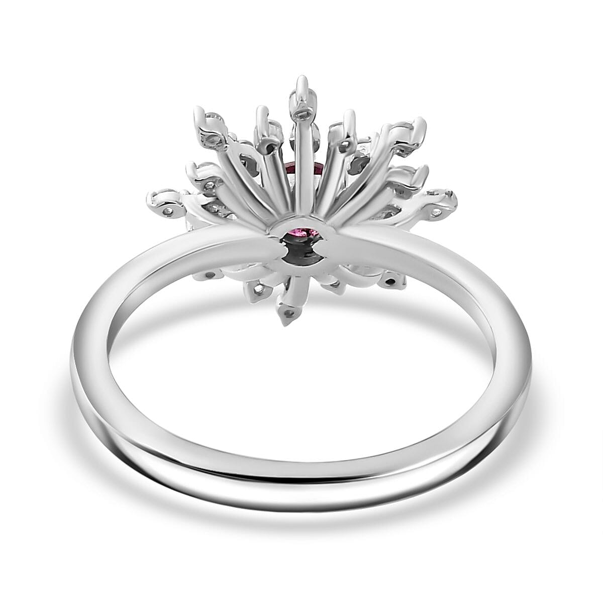 Purple Garnet, White Zircon Firework Ring in Rhodium Overlay Sterling Silver, 0.627  Ct. 7817821 4