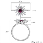 Tony Diniz Collection - Natural Ember Garnet, Natural White Zircon  Fancy Ring in Rhodium Overlay Sterling Silver