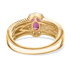 The Tony Diniz Collection - Natural Ember Garnet, Natural White Zircon Ring in 18K Gold Vermeil Sterling Silver 1.91 ct