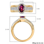 The Tony Diniz Collection - Natural Ember Garnet, Natural White Zircon Ring in 18K Gold Vermeil Sterling Silver 1.91 ct