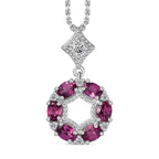 Tony Diniz Collection - Natural Ember Garnet, Natural White Zircon Pendant with Chain (Size 20) in Rhodium Overlay Sterling Silver 1.580  Ct.