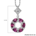 Tony Diniz Collection - Natural Ember Garnet, Natural White Zircon Pendant with Chain (Size 20) in Rhodium Overlay Sterling Silver 1.580  Ct.