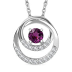 Tony Diniz Collection - Natural Ember Garnet,  White Zircon Pendant with Chain (Size 20) in Rhodium Overlay Sterling Silver