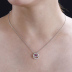 Tony Diniz Collection - Natural Ember Garnet,  White Zircon Pendant with Chain (Size 20) in Rhodium Overlay Sterling Silver