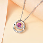 Tony Diniz Collection - Natural Ember Garnet,  White Zircon Pendant with Chain (Size 20) in Rhodium Overlay Sterling Silver