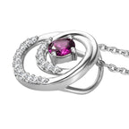 Tony Diniz Collection - Natural Ember Garnet,  White Zircon Pendant with Chain (Size 20) in Rhodium Overlay Sterling Silver
