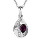Tony Diniz Collection - Natural Ember Garnet, Natural  White Zircon Pendant with Chain (Size 20) in Rhodium Overlay Sterling Silver