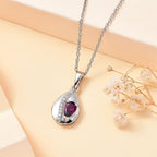 Tony Diniz Collection - Natural Ember Garnet, Natural  White Zircon Pendant with Chain (Size 20) in Rhodium Overlay Sterling Silver