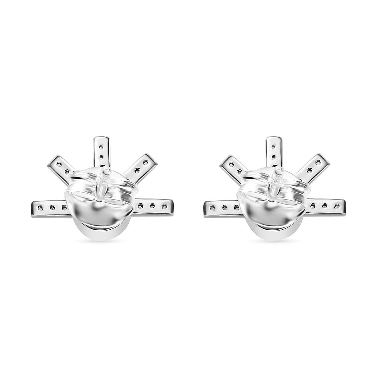 Purple Garnet, White Zircon Solitaire Stud Push Post Earrings in Rhodium Overlay Sterling Silver, 0.918  Ct. 7815247 5