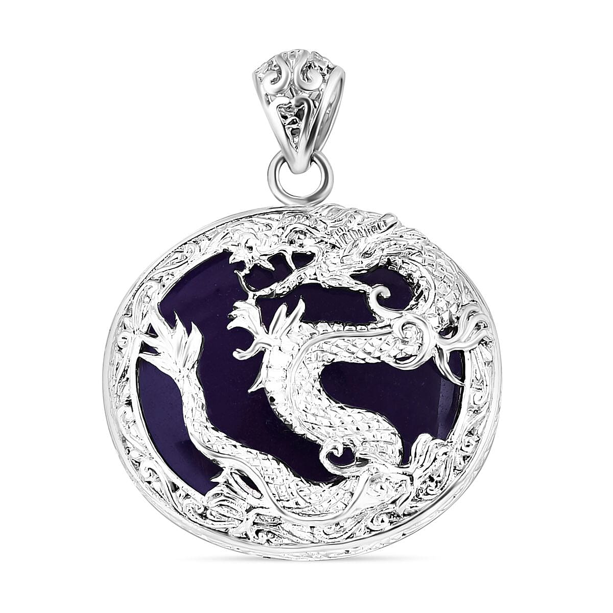 Royal Bali Collection - Purple Jade Dragon Pendant in Sterling Silver 55.00 Ct 7710675 0