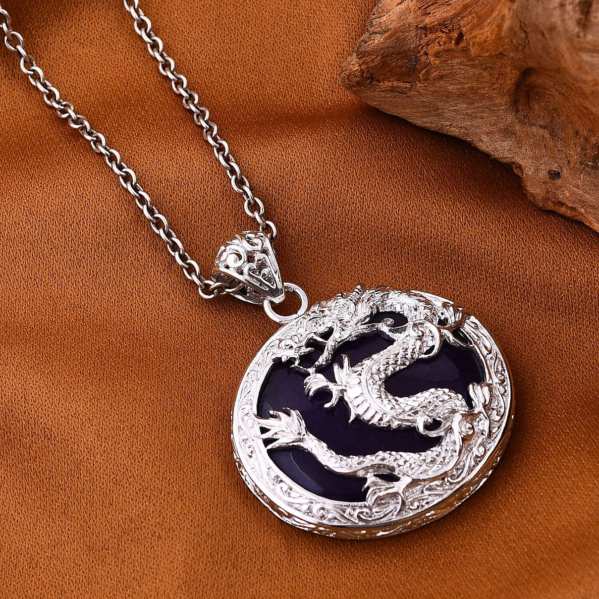 Royal Bali Collection - Purple Jade Dragon Pendant in Sterling Silver 55.00 Ct 7710675 1