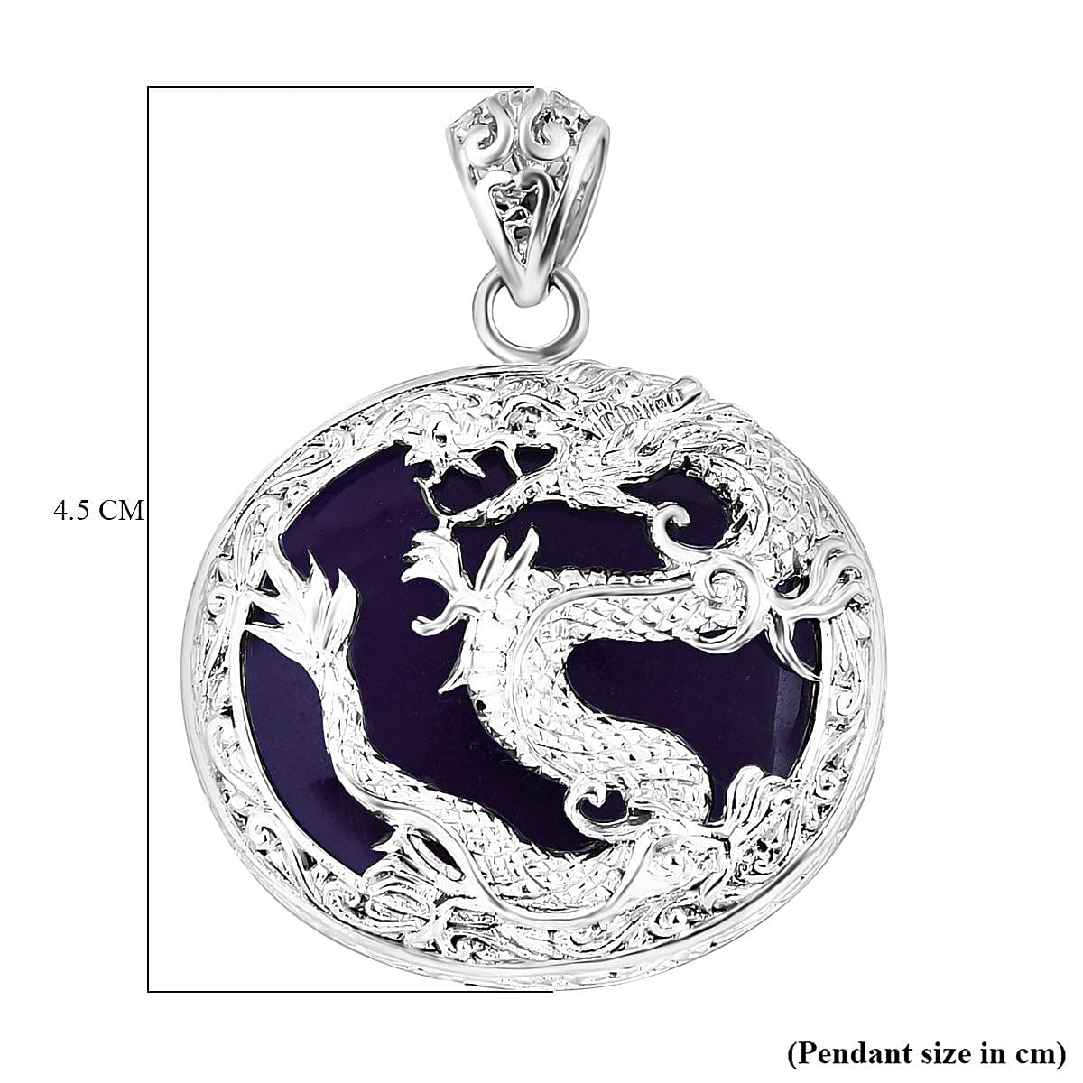 Royal Bali Collection - Purple Jade Dragon Pendant in Sterling Silver 55.00 Ct 7710675 5