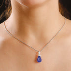 Purple Jade Pendant with Chain (Size - 20) in Sterling Silver 9.10 Ct.