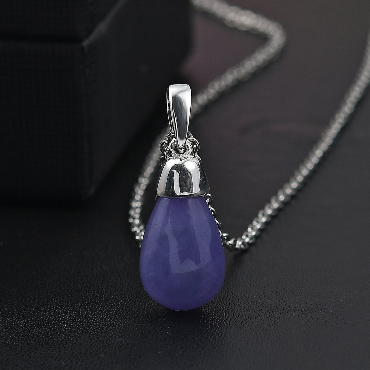 Purple Jade Pendant with Chain (Size - 20) in Sterling Silver 9.10 Ct. 4330715 2