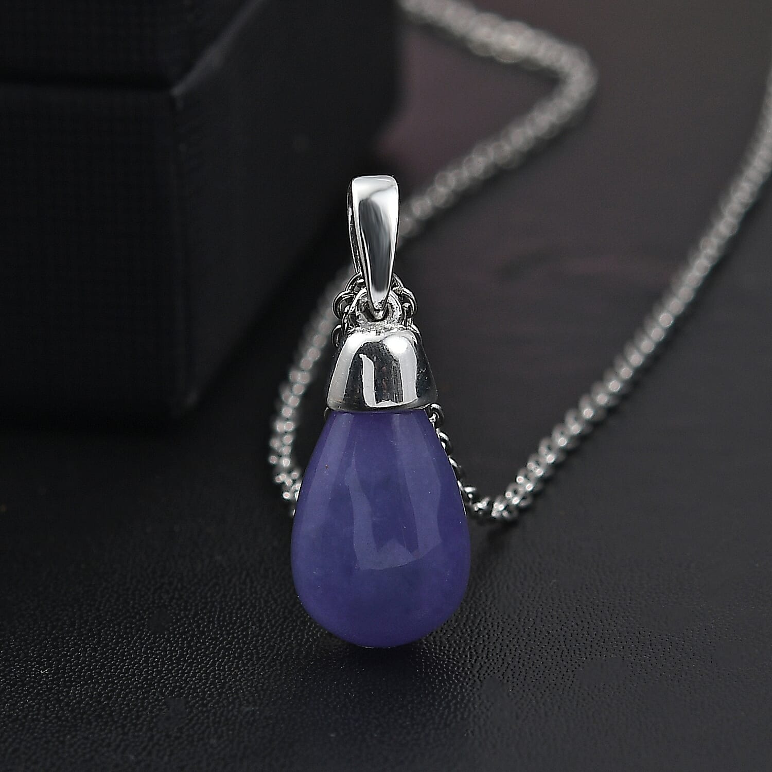 Purple Jade Pendant with Chain (Size - 20) in Sterling Silver 9.10 Ct. 4330715 2