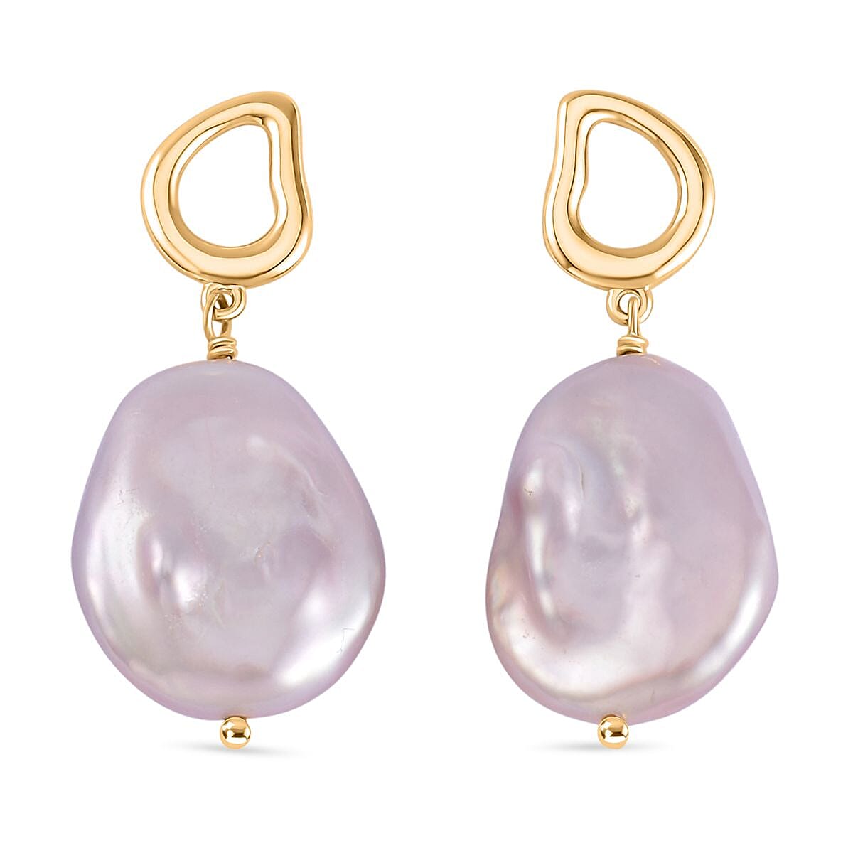 Purple Keshi Pearl Earring With Push Back in Yellow Gold Plated Sterling Silver 7983563 0