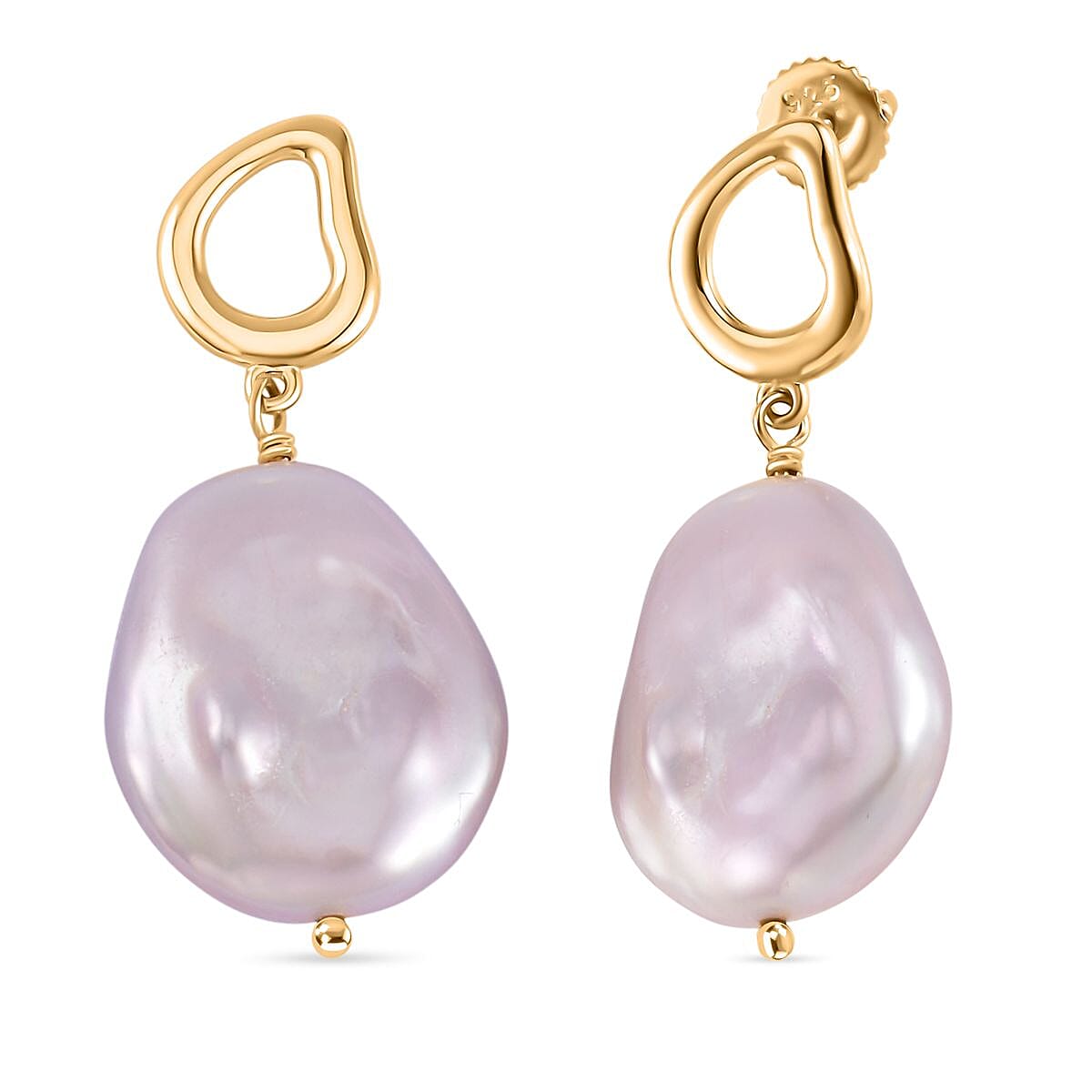 Purple Keshi Pearl Earring With Push Back in Yellow Gold Plated Sterling Silver 7983563 3