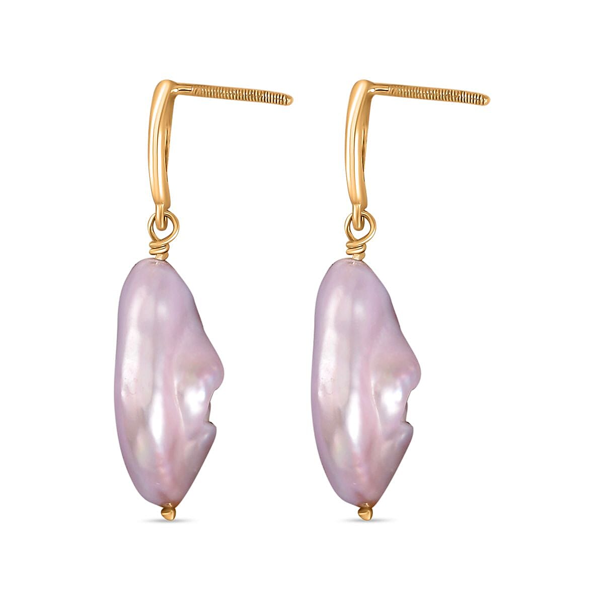 Purple Keshi Pearl Earring With Push Back in Yellow Gold Plated Sterling Silver 7983563 4