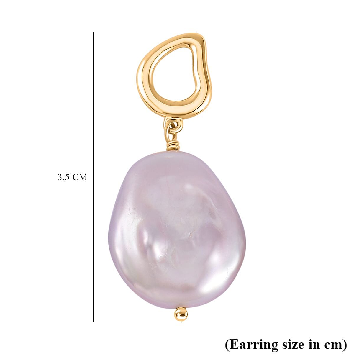 Purple Keshi Pearl Earring With Push Back in Yellow Gold Plated Sterling Silver 7983563 5