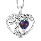 D'Joy Purple Mojave Turquoise Black Oxidised Pendant with Cable Chain (Size 20) Sterling Silver 1.76 Ct.