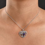 D'Joy Purple Mojave Turquoise Black Oxidised Pendant with Cable Chain (Size 20) Sterling Silver 1.76 Ct.