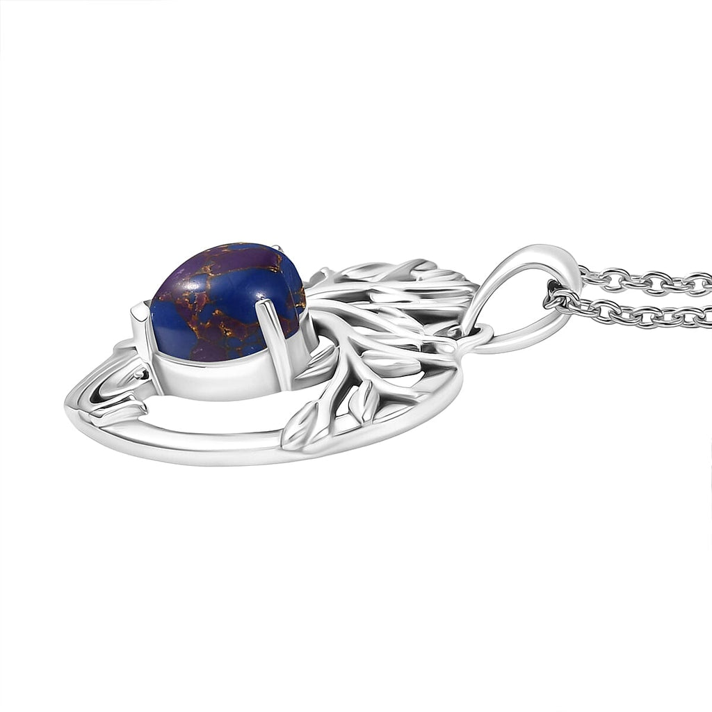 D'Joy Purple Mojave Turquoise Black Oxidised Pendant with Cable Chain (Size 20) Sterling Silver 1.76 Ct.