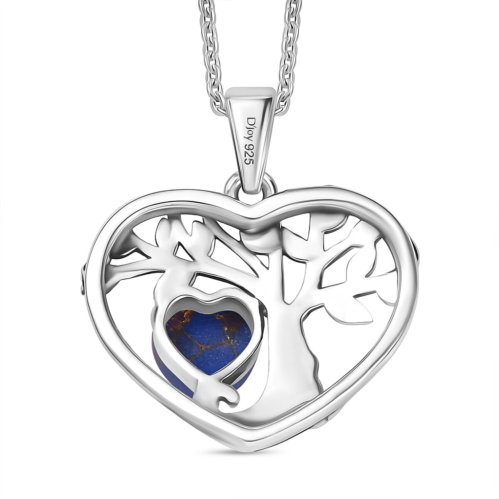 D'Joy Purple Mojave Turquoise Black Oxidised Pendant with Cable Chain (Size 20) Sterling Silver 1.76 Ct.