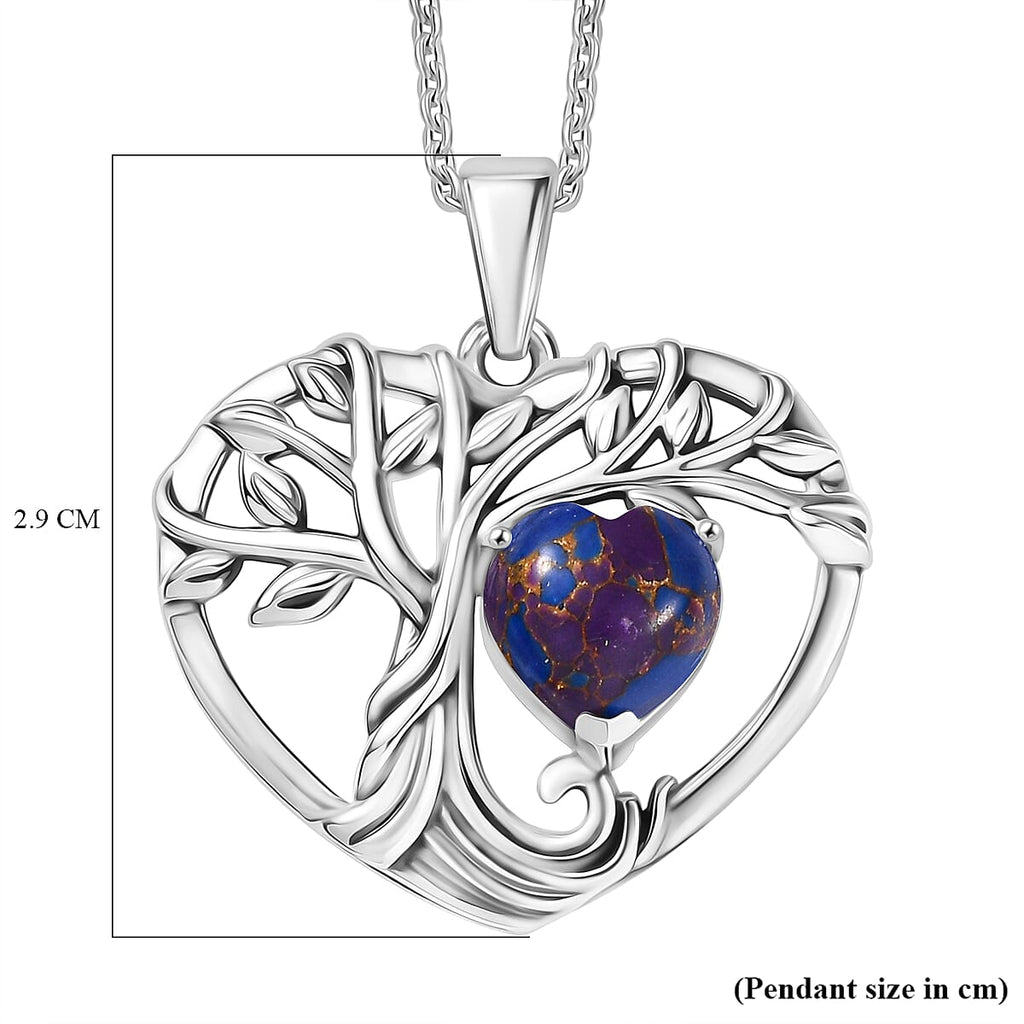 D'Joy Purple Mojave Turquoise Black Oxidised Pendant with Cable Chain (Size 20) Sterling Silver 1.76 Ct.