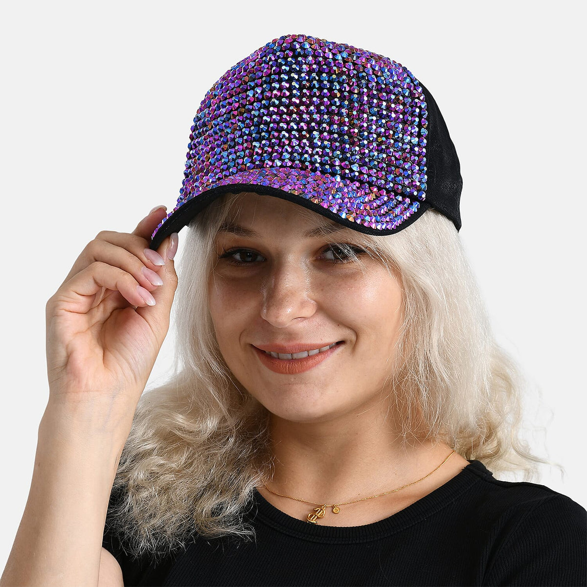 Purple Rhinestone Baseball Cap (57 cm) - Purple 8223100 2
