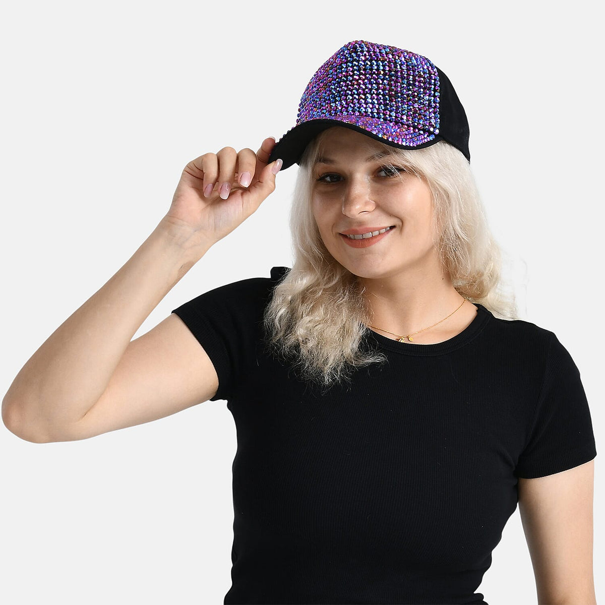 Purple Rhinestone Baseball Cap (57 cm) - Purple 8223100 4