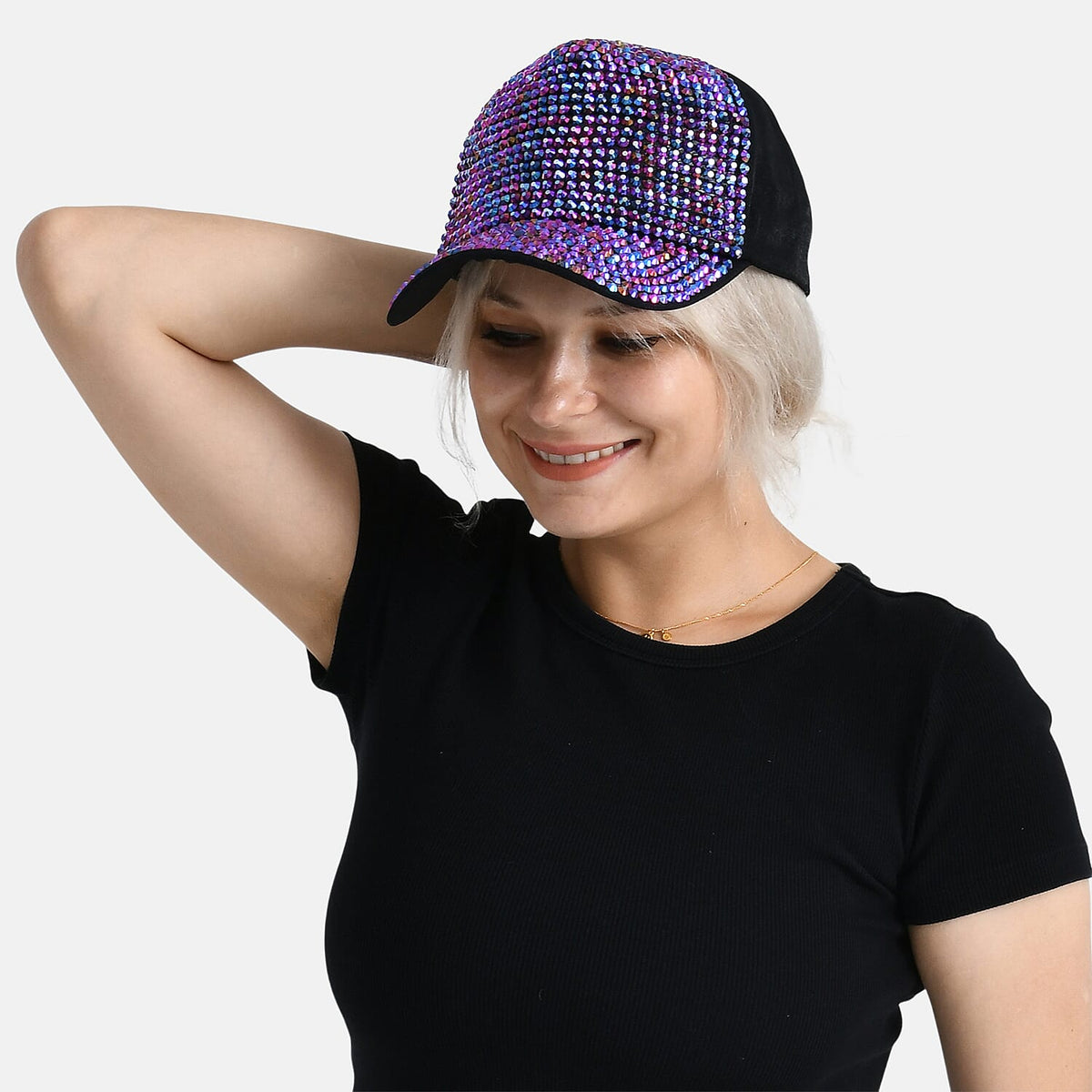 Purple Rhinestone Baseball Cap (57 cm) - Purple 8223100 5