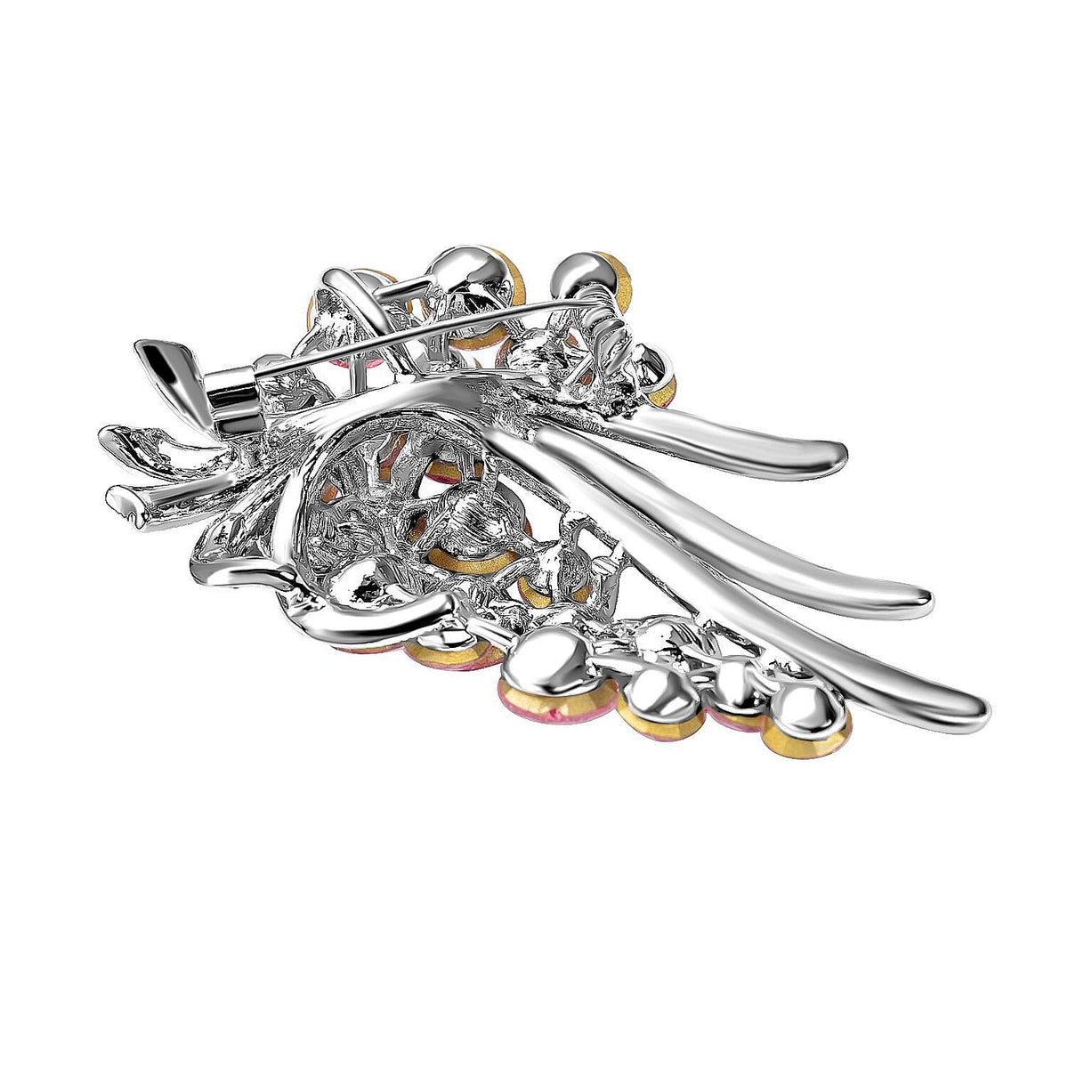 Purple and White Austrian Crystal Bouquet Embellished Brooch in Silver Tone 7020256 4