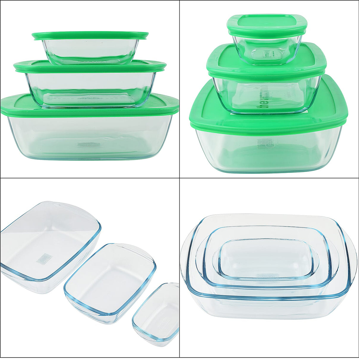 Pyrex 6 Piece Cook &amp; Store Rectangular Dishes Set (3 bowl and 3 Lids) 7672011 5