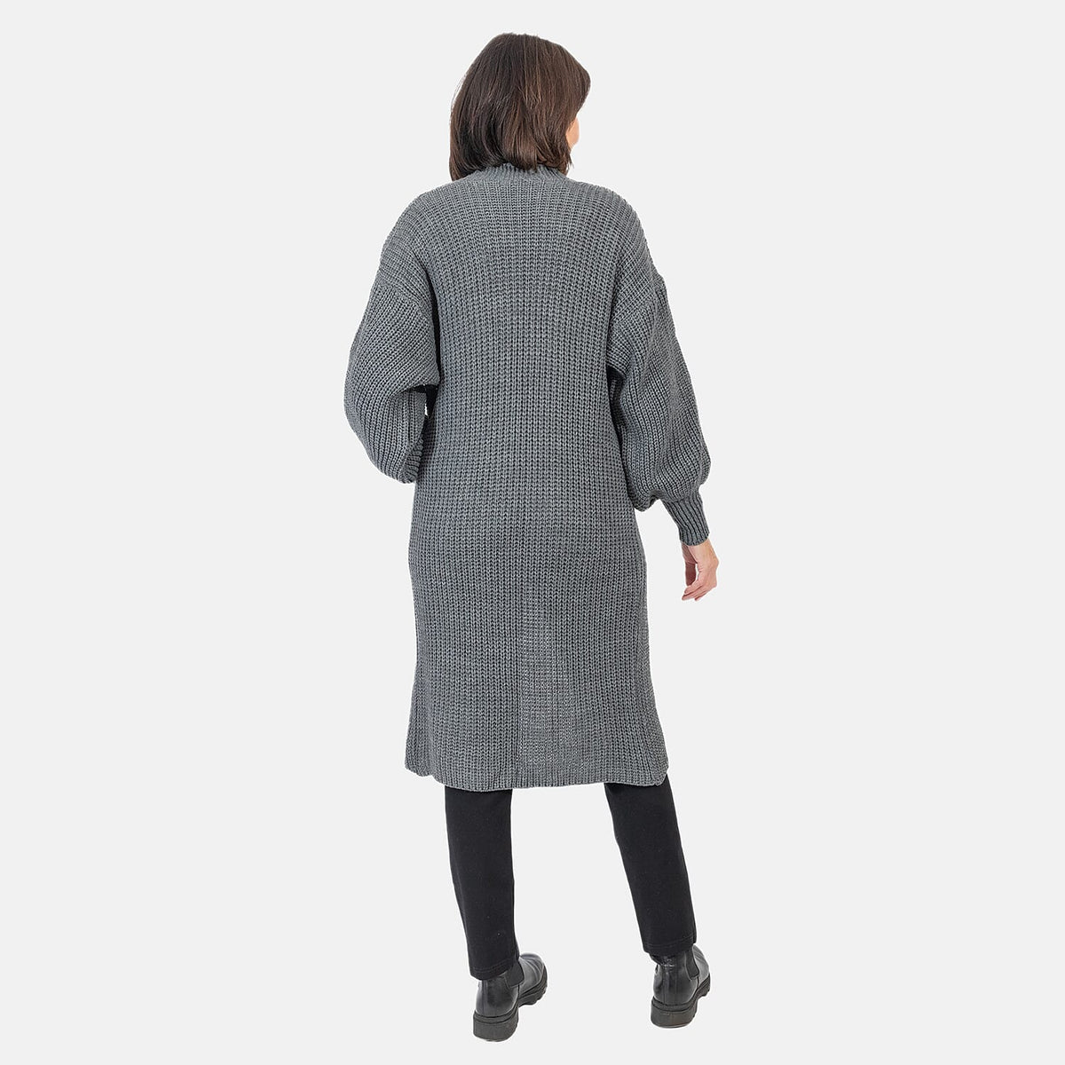 NOVA OF LONDON Edge to Edge Knitted Long Cardigan (One Size, 8-18) - Grey 7651706 1