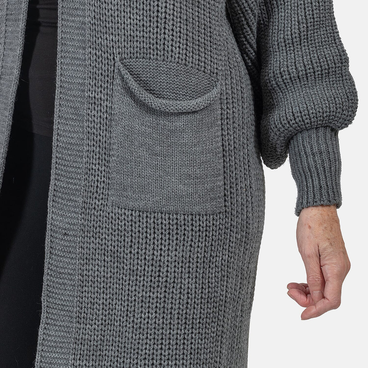 NOVA OF LONDON Edge to Edge Knitted Long Cardigan (One Size, 8-18) - Grey 7651706 3