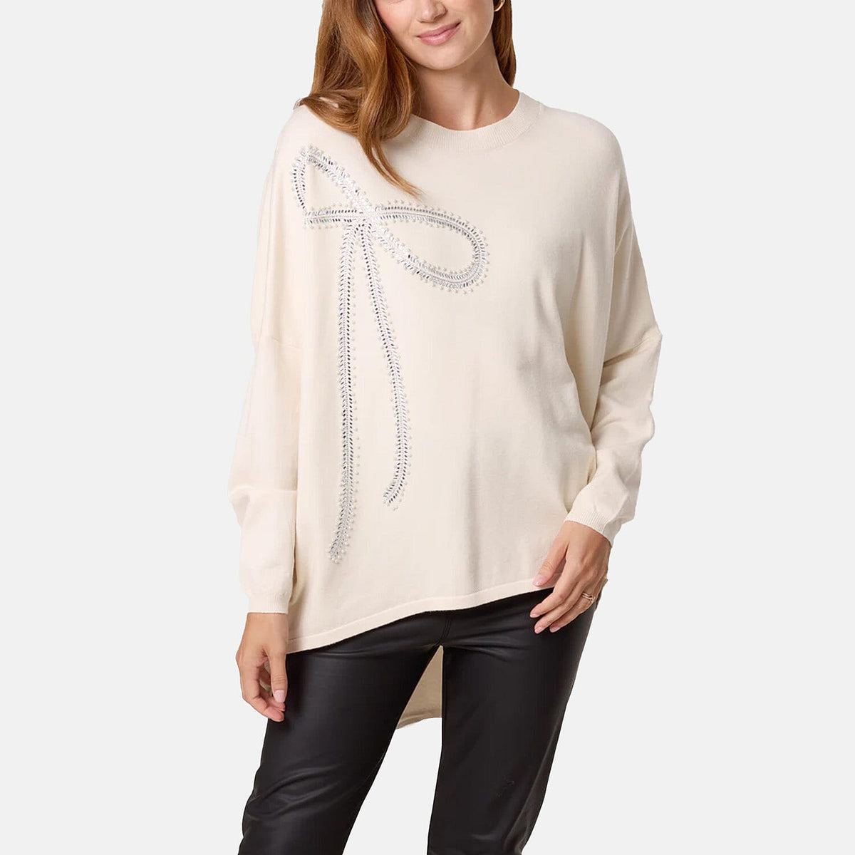 Nova of London Bow Jumper (Size - 8 to 20) - Cream 8275287 1