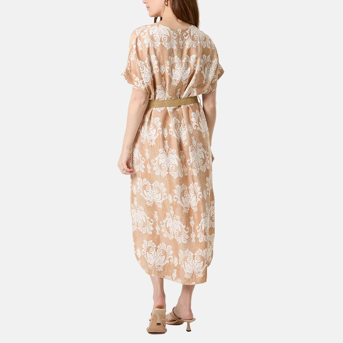 QED London Abstract Floral Print  Dress (One Size) - Beige V32702361 2