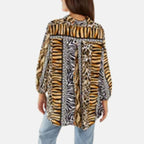 QED London Combined Animal Prints Loose Fit Shirt (Size 8 to 16) - Brown