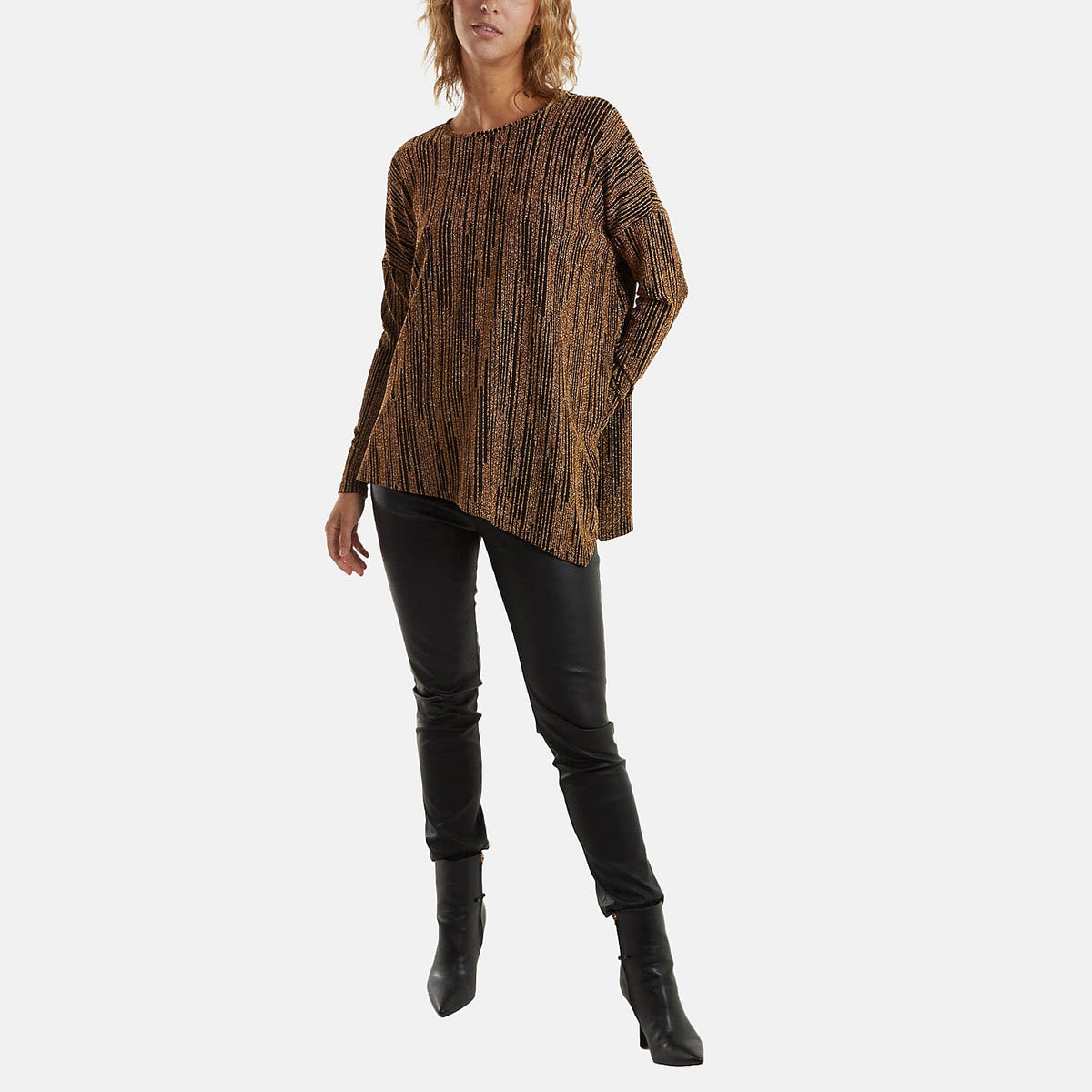 Asymmetric Batwing Lurex Sparkle Top -M/L V32701992 1