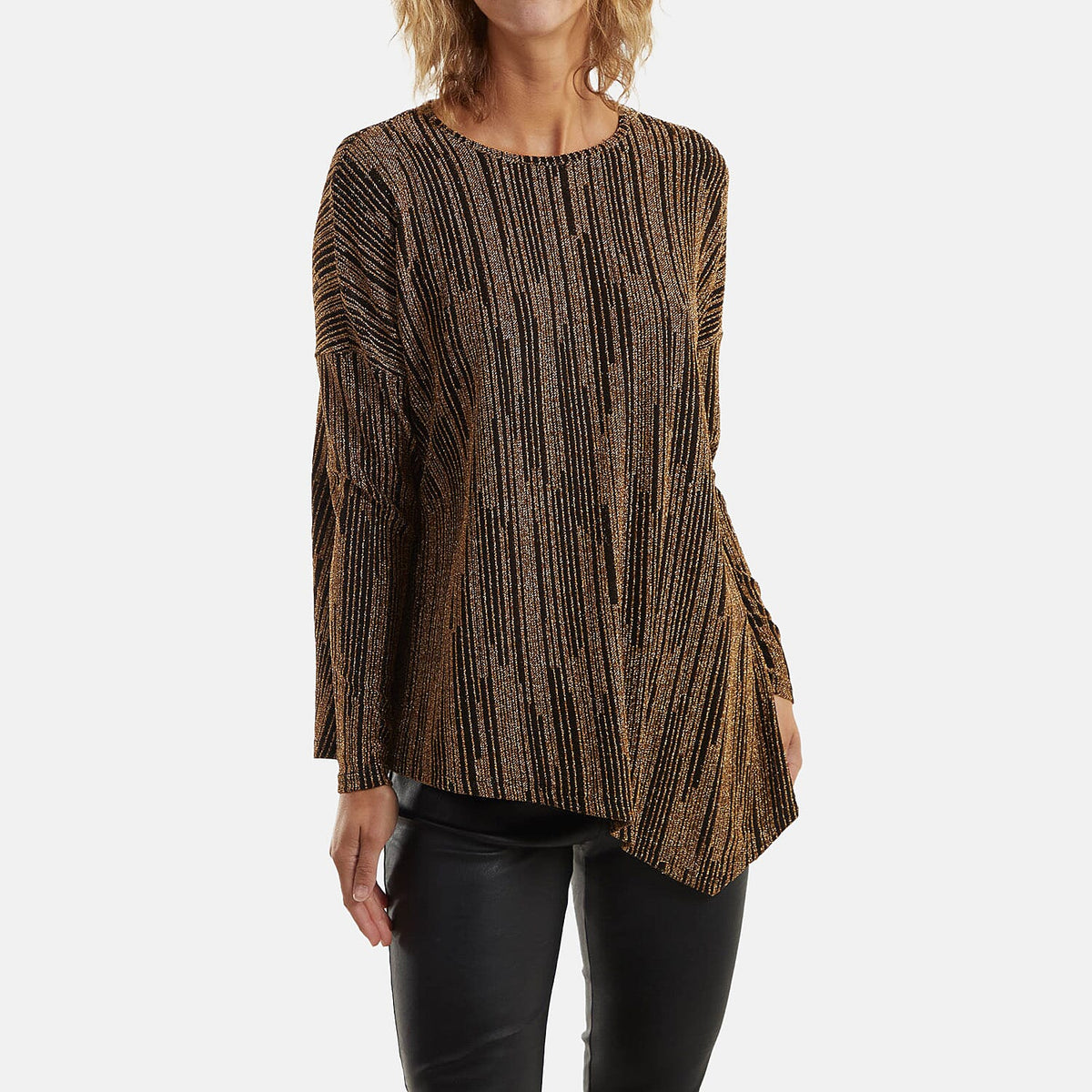 Asymmetric Batwing Lurex Sparkle Top -M/L V32701992 3