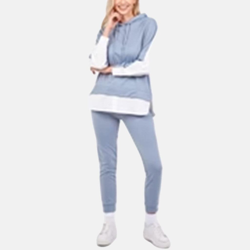 QED London Pullover Sweatshirt Hoodie With Shirt (Size M, 12 to 14) - Blue
