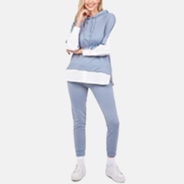 QED London Pullover Sweatshirt Hoodie With Shirt (Size M, 12 to 14) - Blue V32618615 1