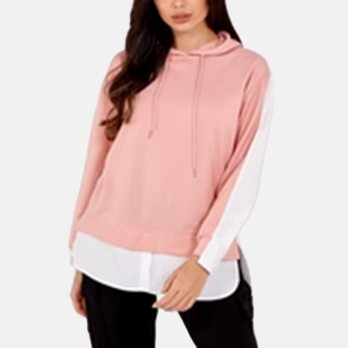 QED London Pullover Sweatshirt Hoodie With Shirt (Size M, 12 to 14) - Pink 8530060 0
